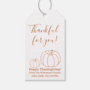 Étiquettes-cadeau Merci pour vous citrouille épices coutume Thanksgi