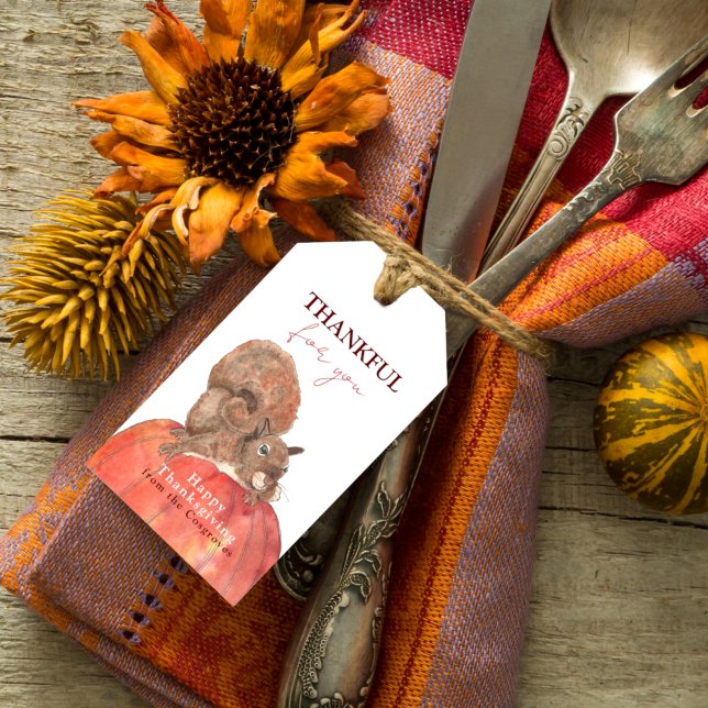 Étiquettes-cadeau Merci pour vous écureuil sur le Thanksgiving Citro (Créateur téléchargé)