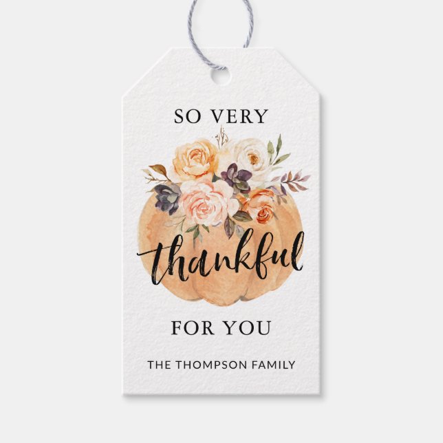 Étiquettes-cadeau Merci Pour Vous Merci D'Action De Grâce (Devant)