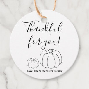 Étiquettes Cadeau Merci pour vous texte personnalisé citrouille Than