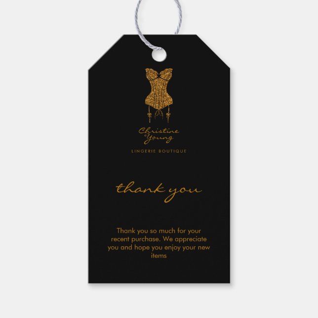 Étiquettes-cadeau Merci promotionnel client Gold Lingerie (Devant)