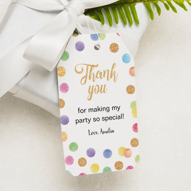 Étiquettes-cadeau Merci Rainbow Spot Balise Anniversaire (Créateur téléchargé)