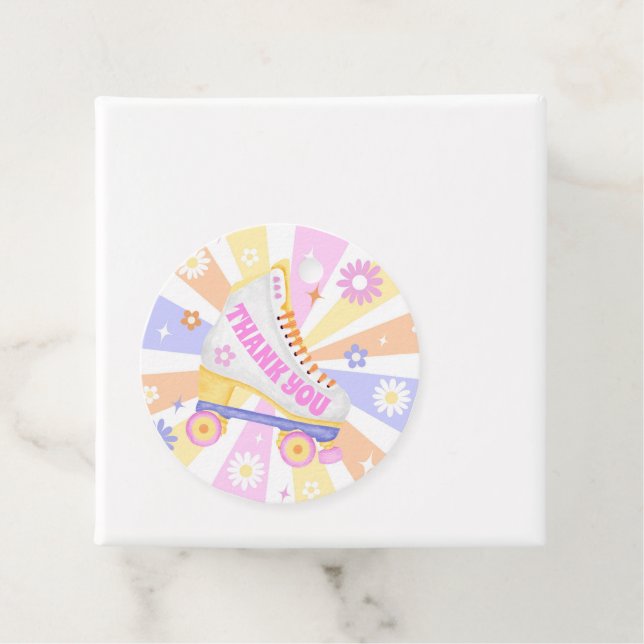 Étiquettes Cadeau Merci Retro Roller Skate fête d'anniversaire (En situation)