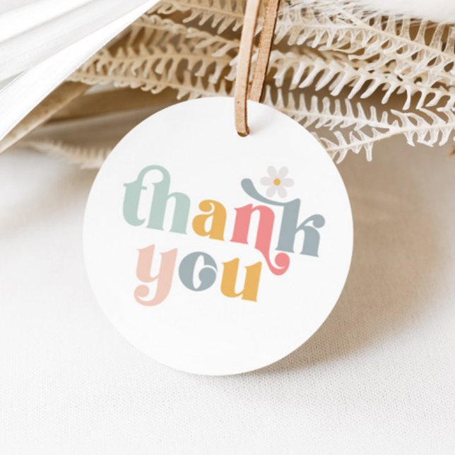 Étiquettes Cadeau Merci rétro super (Créateur téléchargé)