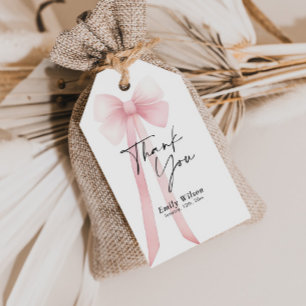 Étiquettes-cadeau Merci rose Bow