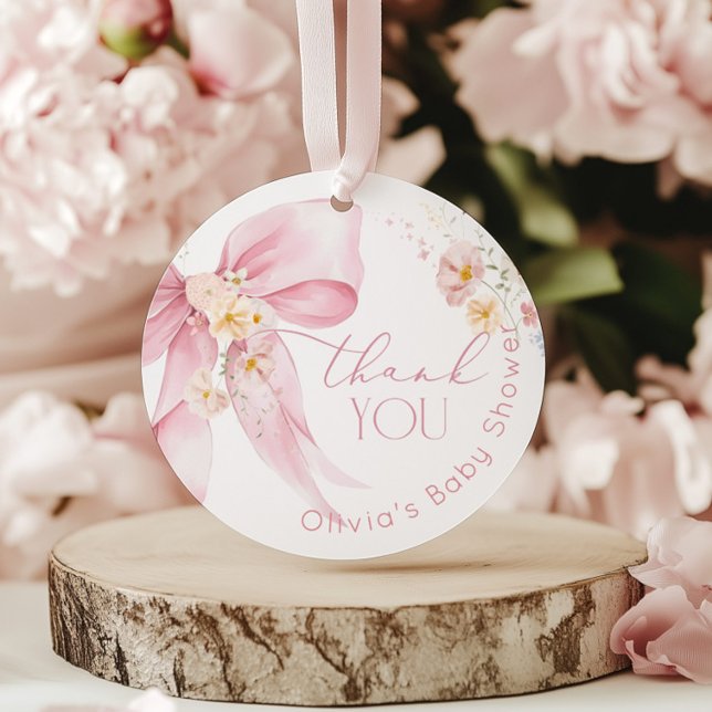 Étiquettes Cadeau Merci rose Fleur sauvage rose pâle (Créateur téléchargé)