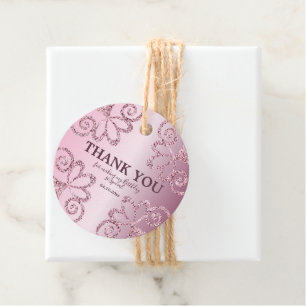 Étiquettes Cadeau Merci rose pâle Parties scintillant Anniversaire