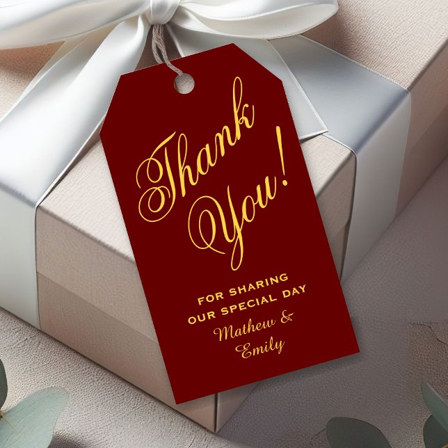 Étiquettes-cadeau Merci Rouge Or personnalisé Faveur de mariage (Créateur téléchargé)