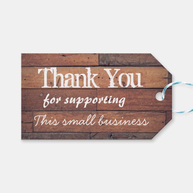 Étiquettes-cadeau Merci Rustique en bois (Devant (Horizontal))