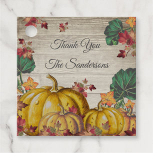 Étiquettes Cadeau Merci rustique Orange Citrouille Feuilles de chute