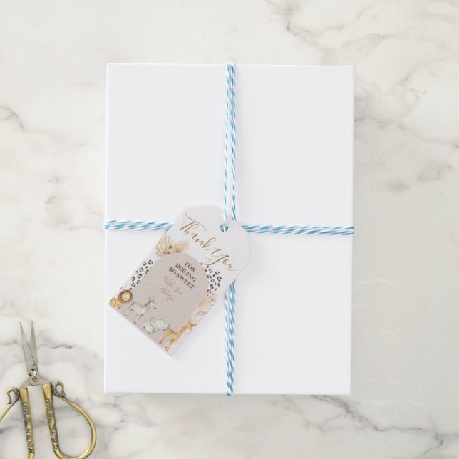 Étiquettes-cadeau Merci Safari Animaux Boho baby shower en faveur (Avec de laficelle)