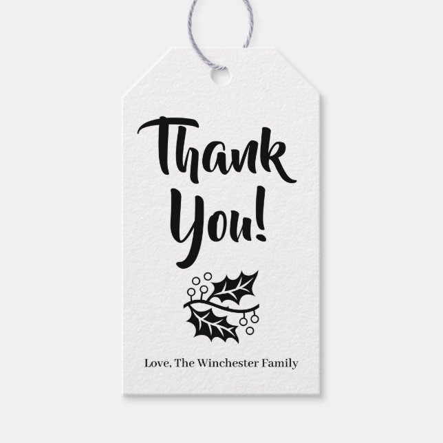 Étiquettes-cadeau Merci script feuillage rustique kraft Thanksgiving (Devant)