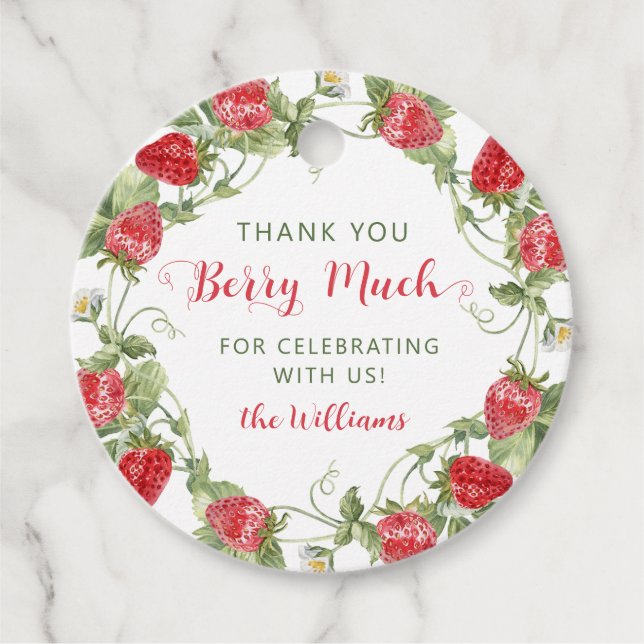 Étiquettes Cadeau Merci sucré aux fraises (Devant)