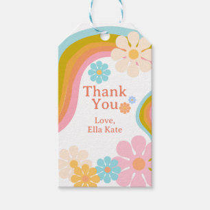 Étiquettes-cadeau Merci Super Hippie de puissance de fleurs des anné