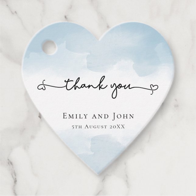 Étiquettes Cadeau Merci Swash Names mariage bleu clair (Devant)