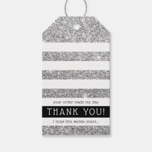 Étiquettes-cadeau MERCI TAG rayure moderne luxe parties scintillant 