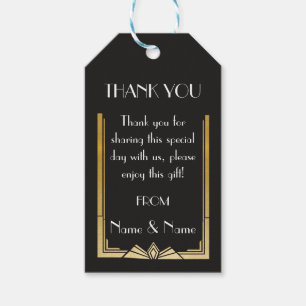 Étiquettes-cadeau Merci Tags 1920's Gatsby Tags 20 Mariage