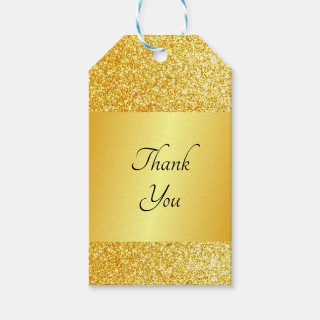 Étiquettes-cadeau Merci Texte Faux Gold Parties scintillant Élégant  (Devant)