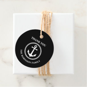 Étiquettes Cadeau Merci texte personnalisé Ancre marine nautique noi