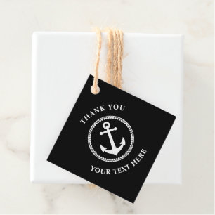 Étiquettes Cadeau Merci texte personnalisé Ancre marine nautique noi