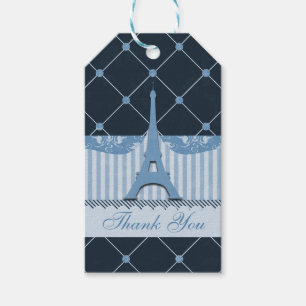 Étiquettes-cadeau Merci Tour Eiffel Bleu Chic