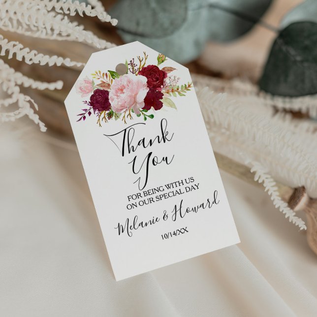 Étiquettes-cadeau Merci tropical et romantique rouge (Créateur téléchargé)