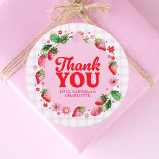 Étiquettes Cadeau Merci Twins Joint Strawberry 1er anniversaire
