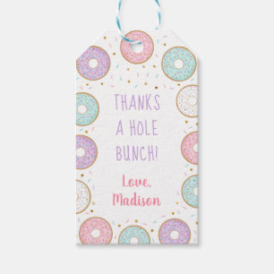 Étiquettes-cadeau Merci Un Hole Bunch Donut Pink Gold Birthday Favor