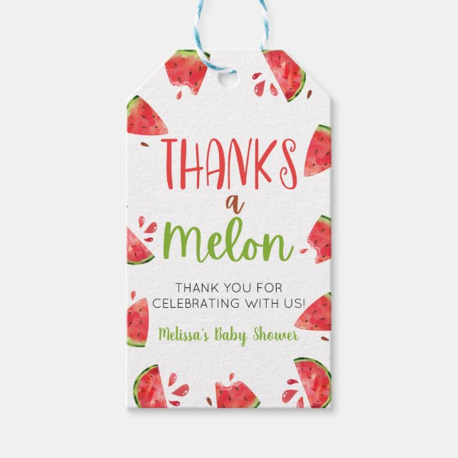 Étiquettes-cadeau Merci Un Melon Pastèque Faveur de Baby Shower (Devant)