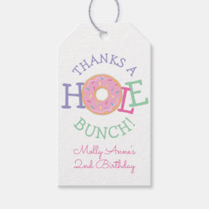 Étiquettes-cadeau Merci un trou Bunch Donut Girl Anniversaire Favori