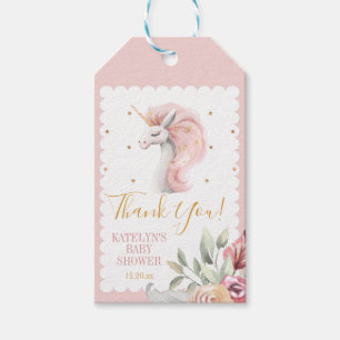 Étiquettes-cadeau Merci Unicorne rose Tags Anniversaire Baby shower
