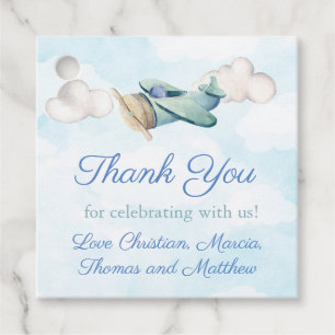 Étiquettes Cadeau Merci Whimsical D'Avion Pour Le Baptême D'Annivers