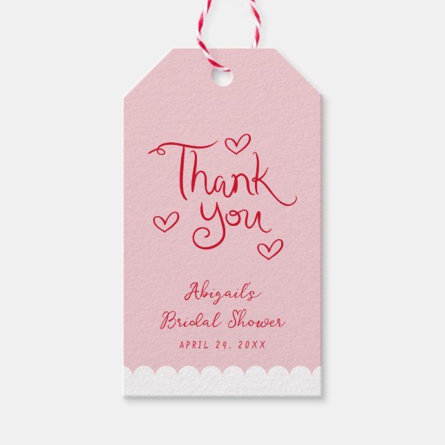 Étiquettes-cadeau Merci Whimsical rose personnalisé (Devant)