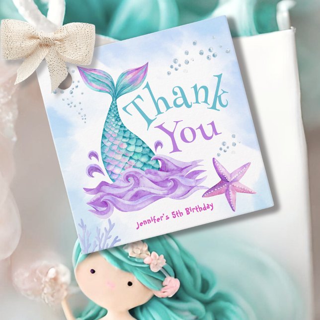Étiquettes Cadeau Mermaid 5e anniversaire Plongée en cinq (Créateur téléchargé)