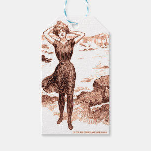 Étiquettes-cadeau Mermaid Beach Gibson Girl Victorian Antique