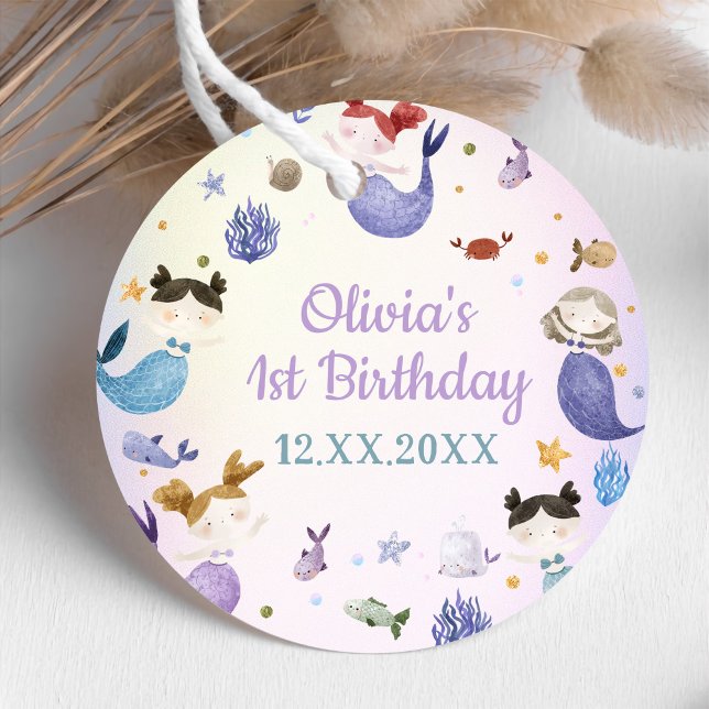 Étiquettes Cadeau Mermaid Girl 1st Birthday Party Favoriser les étiq (Créateur téléchargé)