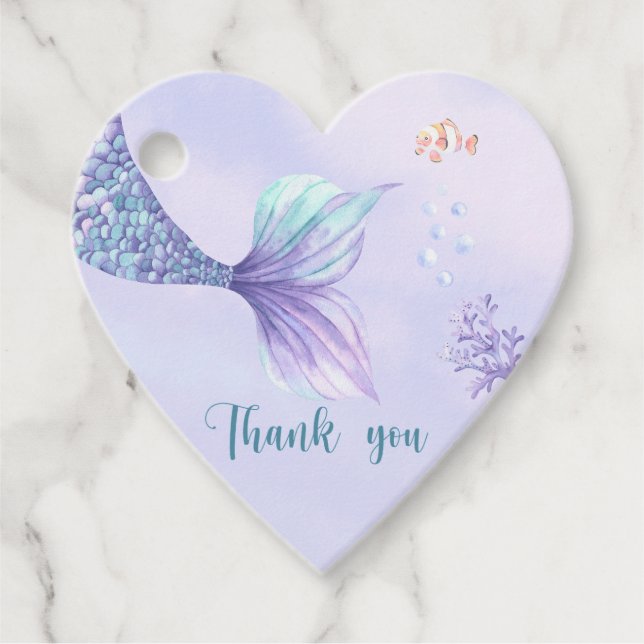 Étiquettes Cadeau Mermaid Girl Baby shower Merci (Devant)