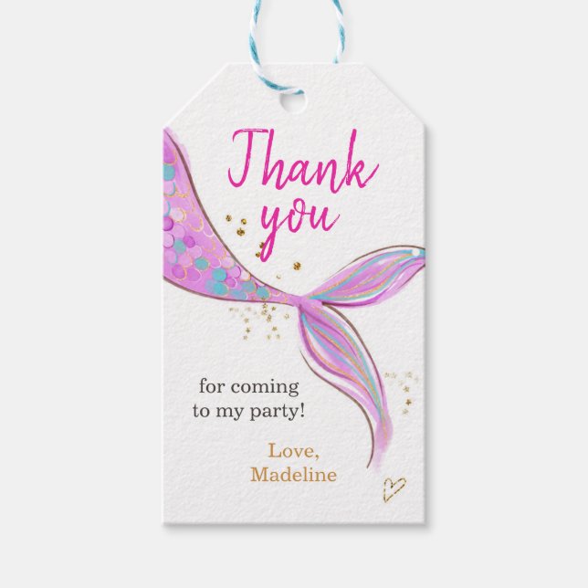 Étiquettes-cadeau Mermaid Pool Merci de fête Merci Favoriser les éti (Devant)