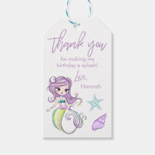 Étiquettes-cadeau Mermaid Starfish Anniversaire fête Merci Tags