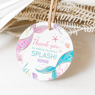 Étiquettes Cadeau Mermaid Tail Anniversaire Fête ronde