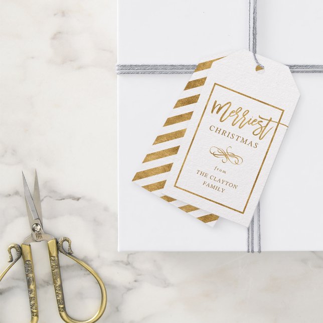 Étiquettes-cadeau Merriest Faux Gold Foil Noël personnalisé (Créateur téléchargé)
