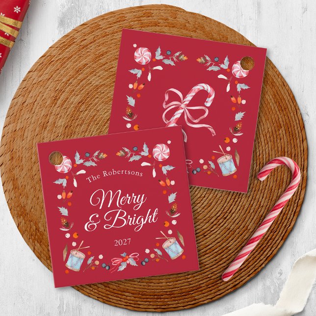 Étiquettes Cadeau Merry & Bright Christmas  (Créateur téléchargé)