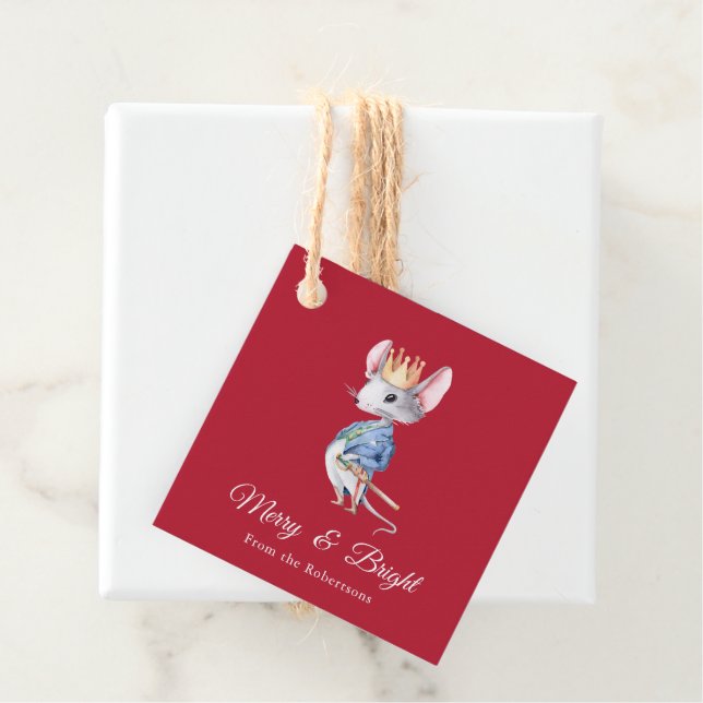 Étiquettes Cadeau Merry & Bright Nutcracker Mouse Christmas (En situation)