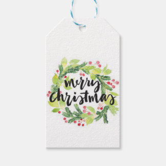 Étiquettes-cadeau Merry Christmas Bow Wreath Holiday Tags cadeaux