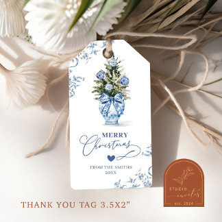 Étiquettes-cadeau Merry Christmas Chinoiserie Ginger Jar Holiday Tag