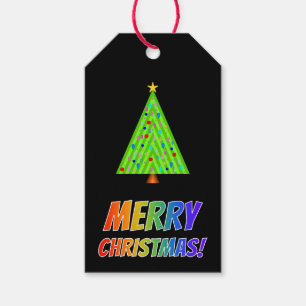 Étiquettes-cadeau "MERRY CHRISTMAS !" dans Rainbow Text, Christmas T
