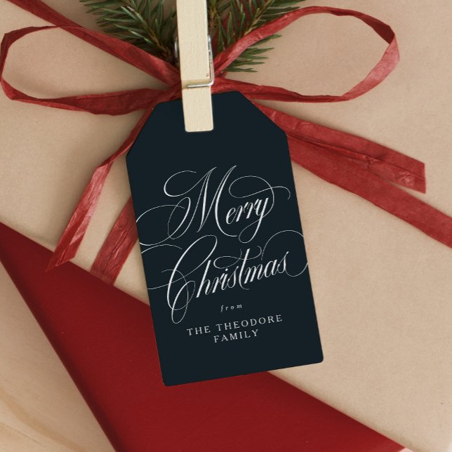 Étiquettes-cadeau Merry Christmas elegant navy blue holiday (Créateur téléchargé)