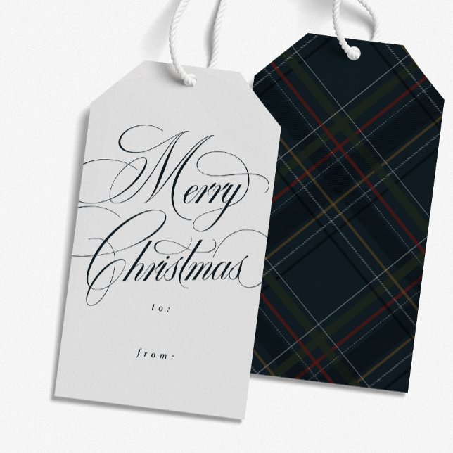 Étiquettes-cadeau Merry Christmas elegant navy blue holiday (Créateur téléchargé)