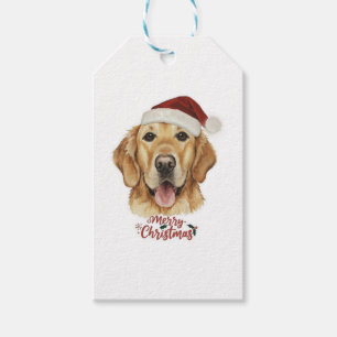 Étiquettes-cadeau Merry Christmas Golden Retriking chien