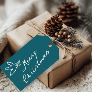Étiquettes-cadeau MERRY CHRISTMAS Holiday Simple Dove PERSONNALISÉ